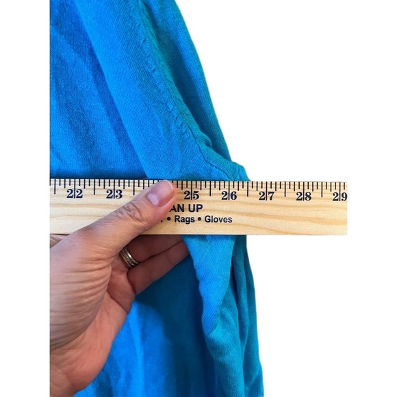 NWT Chicos Blue Crochet Lace Hem Tassel Trim Open Front Cardigan Size 4 (XL) - Picture 6 of 11